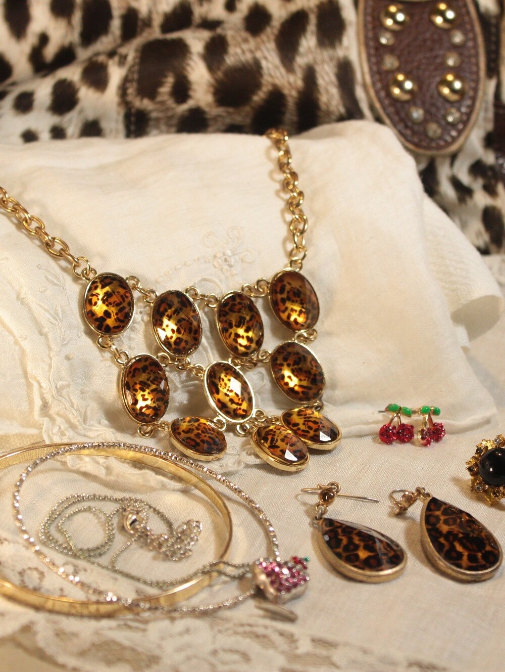 Gyaru Y2K Jersey Shore Leopard Print Jewelry Bundle